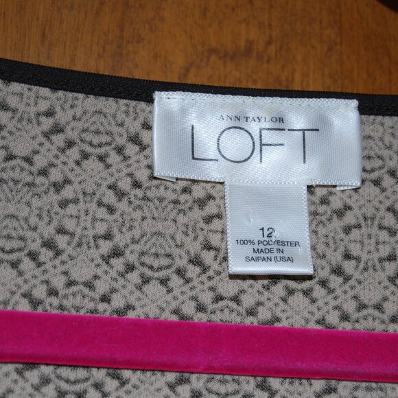 LOFT Womens Brown Dress Pullover V Neck Short Sleeve Size 12. Nice Details - Picture 6 of 8